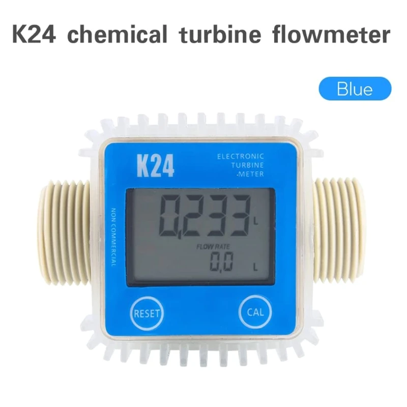

K24 Turbine Digital Oil Fuel Flow Meter Gauge for Chemicals Liquid Water Test Lead Accessory Turbine Meter