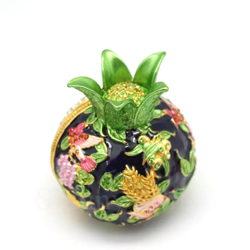 Коробочка в форме граната с фруктами Оловянная металлическая шкатулка для