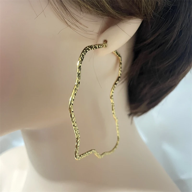 

Simple African Continent Shape Big Hoop Earring Stainless Steel Coils Female Earrings Charming Chic Party Jewelry Accessories