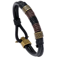 simple woven black cowhide bracelet european and american mens popular retro jewelry cross border bracelets