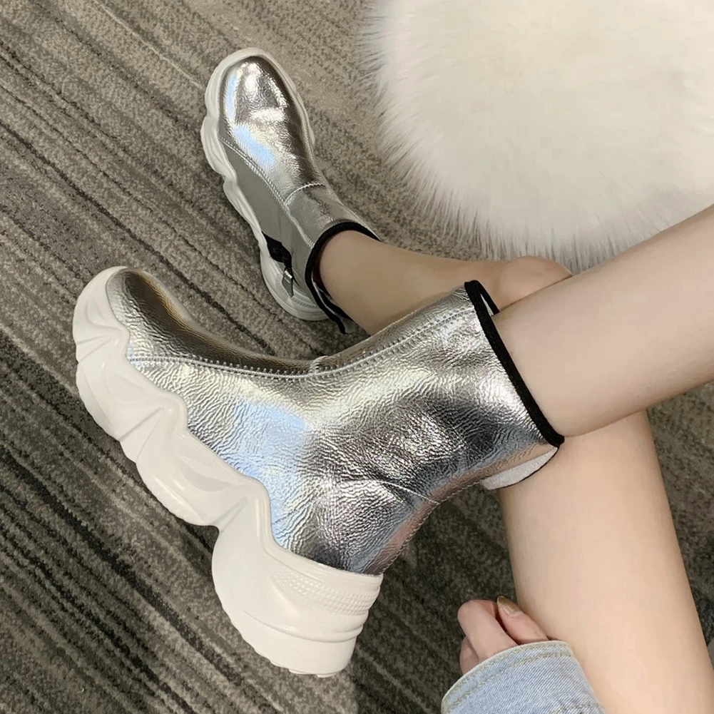 

KARINLUNA Big Size 35-43 Ladies Winter Warm Fur Boots Thick Bottom Platform Flat With Zip Plush Women Boots Ankle Women Shoes