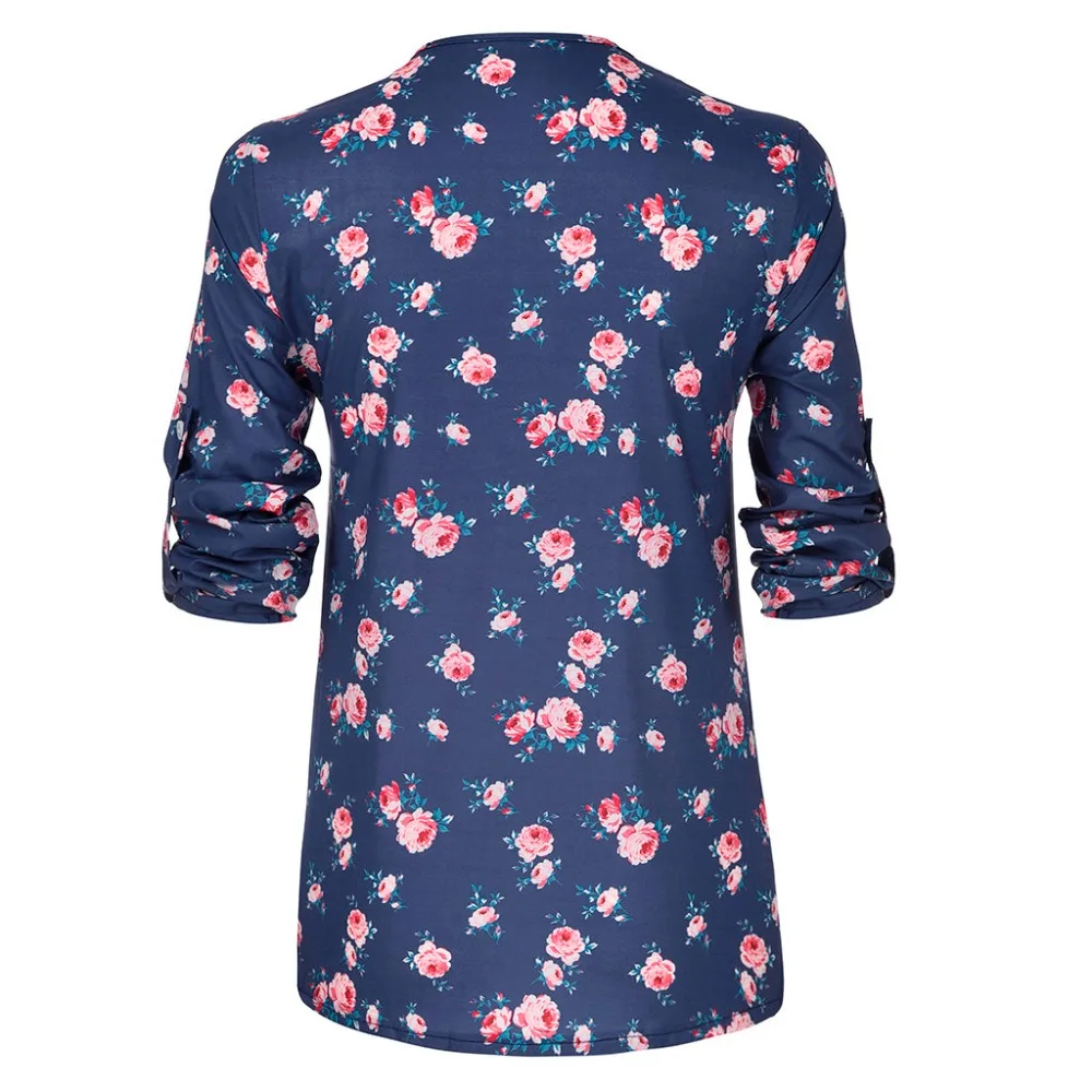 

Women Tops Blouses 2020 Summer Elegant Long Sleeve Print V-Neck Blouse Female Work Zipper Shirts Plus Size Tops 5XL Mujer Blusa