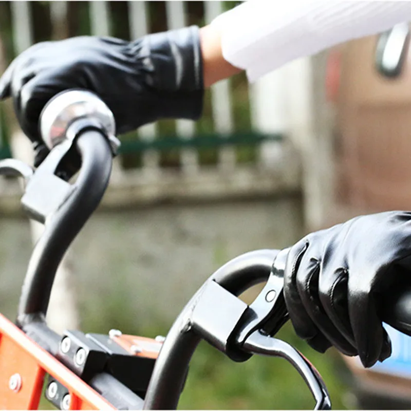 1 пара мотоциклетных перчаток черные мужские и женские бархатные теплые кожаные