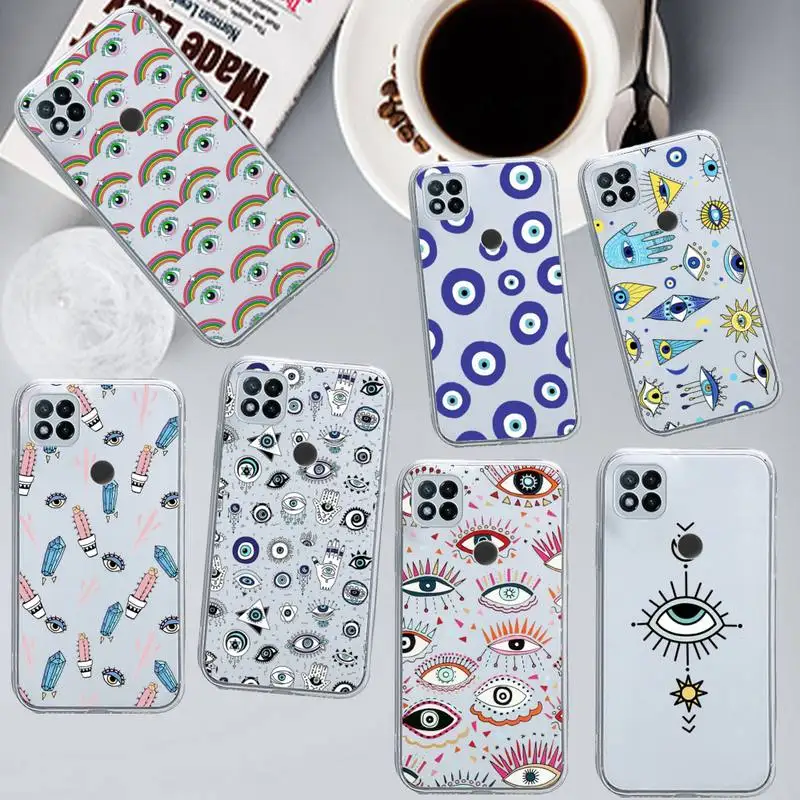 

Lucky Eye Blue Evil Eye Print Hard Phone Case Transparent for Xiaomi redmi note 8 9 10 11 t lite pro ultra mix 4 k40