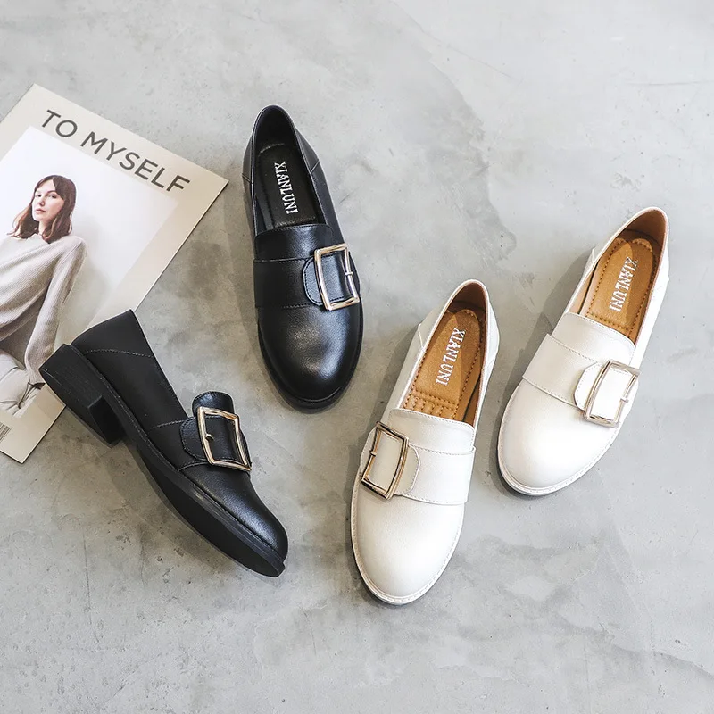 Women's Model British College Style Retro All-match Flat Square Buckle Shoes Womens Shoes Shoes Women Shoes Woman Sandalie