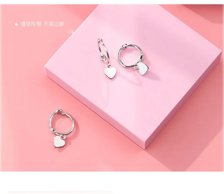 Серьги-Клипсы из чистого серебра S925 пробы, серьги в форме сердца, серьги для женщин, подарок на Рождество, Новинка