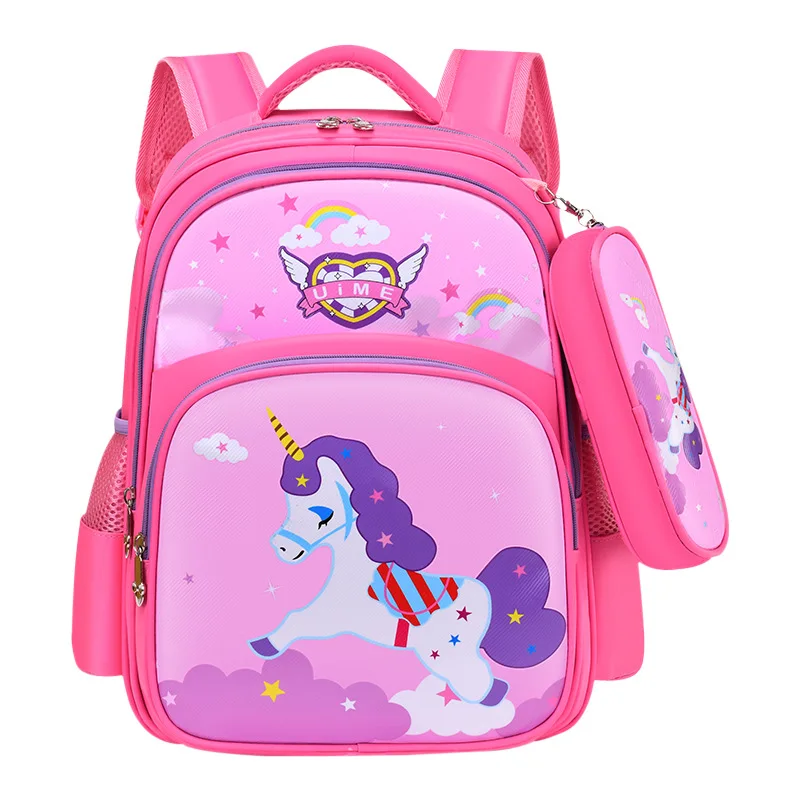 

New Waterproof Nylon Girl Backpack Zipper School Bags for Girls Cartoon Pattern Backpack Female Multifunction Student Rucksac