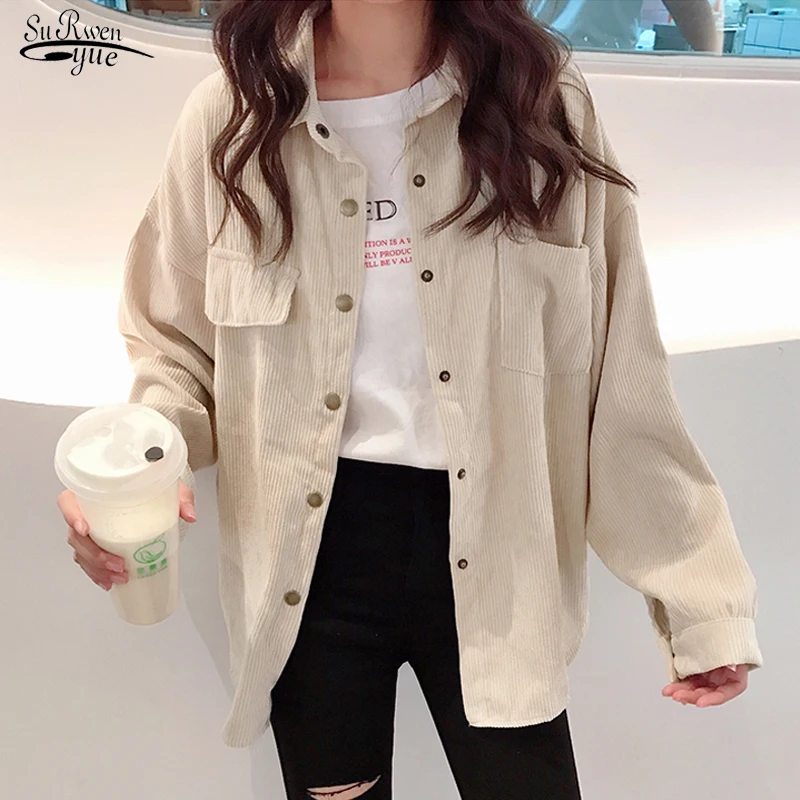 2020 длинный рукав кардиган размера плюс блузка Осенняя Вельветовая однотонная