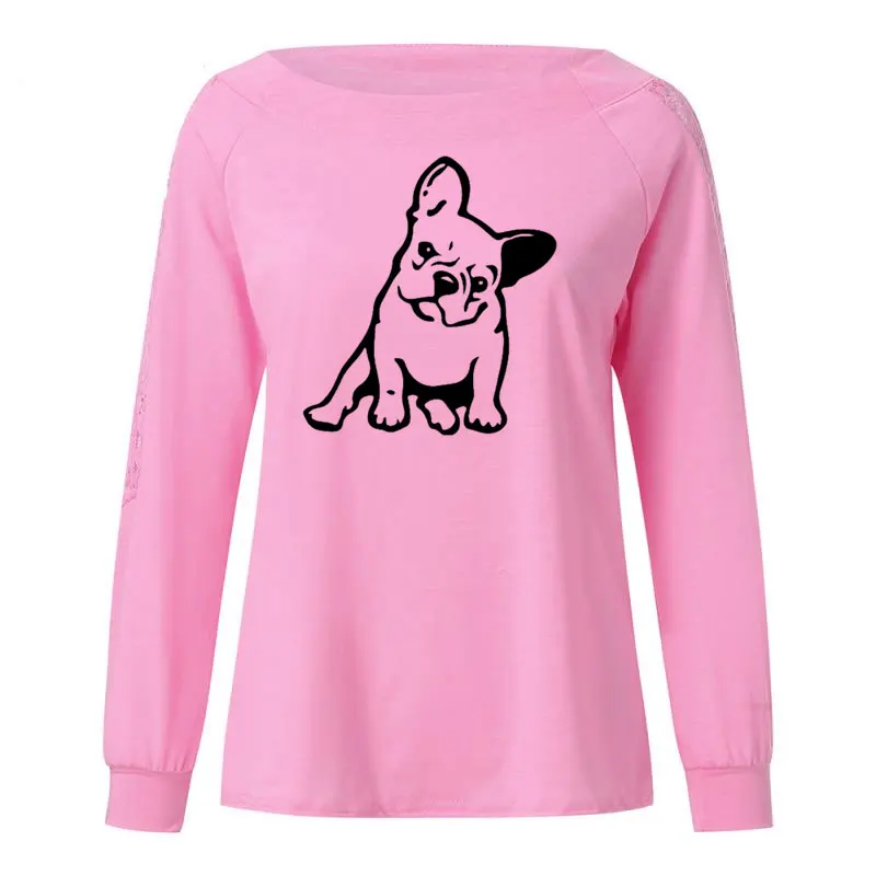 Женская футболка с длинным рукавом Bulldog Повседневная Свободная большого размера
