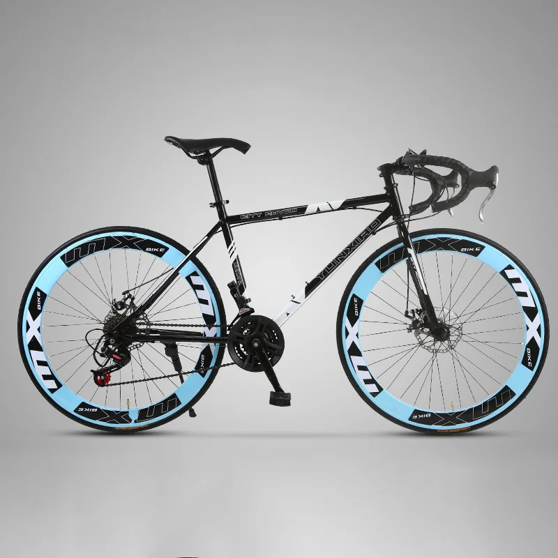 26 Inch Road Bike Fixed Gear Bicycle 24 Speed Croissant Bend Double Disc Brake Racing Adult Male And Female Students | Спорт и