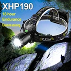 Перезаряжаемый светодиодный налобный фонарь XHP190, налобный фонарь с увеличением, мощный налобный фонарь 18650 XHP160, налобный фонарь с ИК-датчиком, рыболовный фонарь