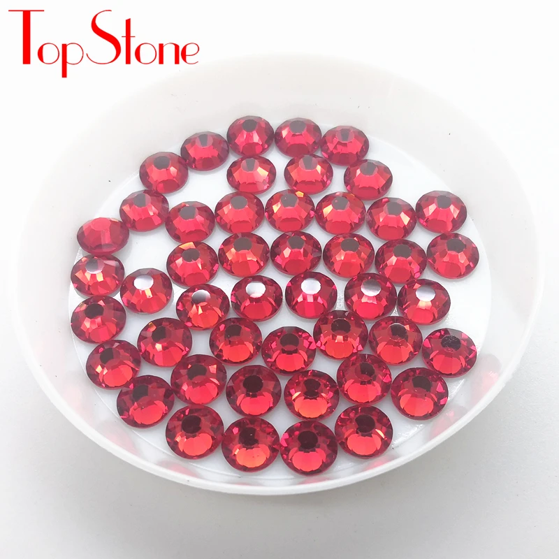 Topstone ss3-ss34 Стразы FlatBack Lt Siam красного цвета для дизайна ногтей 3D стеклянный клей для кристаллов, Стразы без горячей фиксации