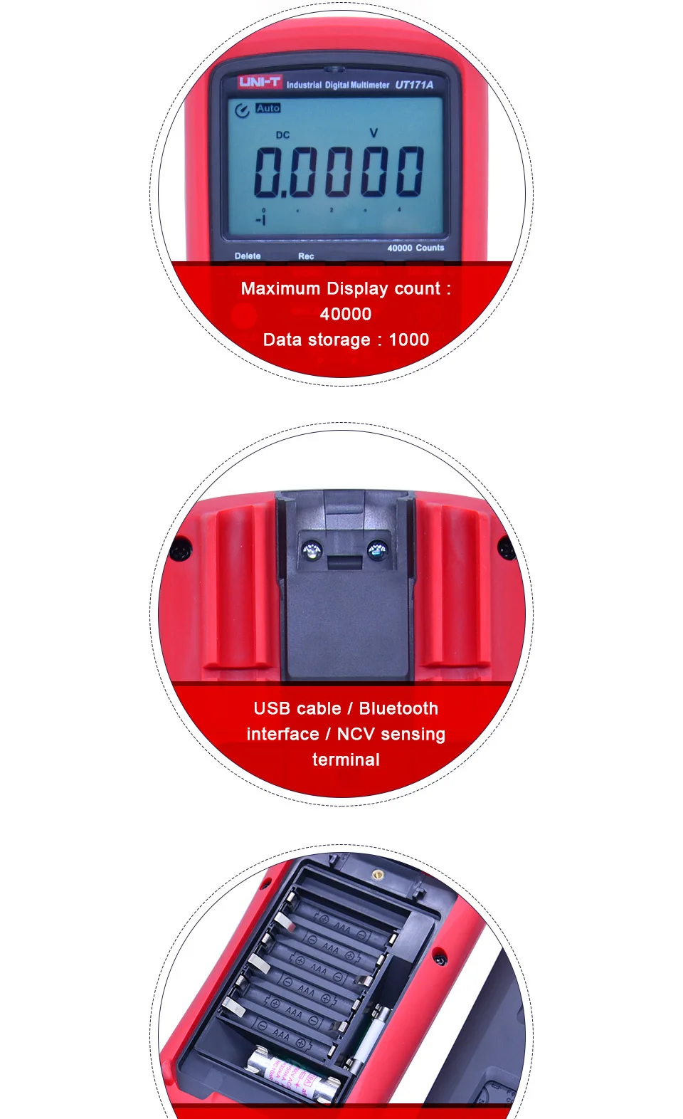 UNI T UT171A TRMS Цифровой мультиметр 40000 Граф AC DC аналоговый бар NCV VFC Ом Freq тестер USB/Bluetooth подключение хранения данных ETL