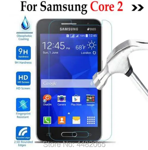 

5pcs core2 tempered glass cover on for samsung galaxy core 2 ii dous sm-g355h g355 g3559 screen protector protective film guard