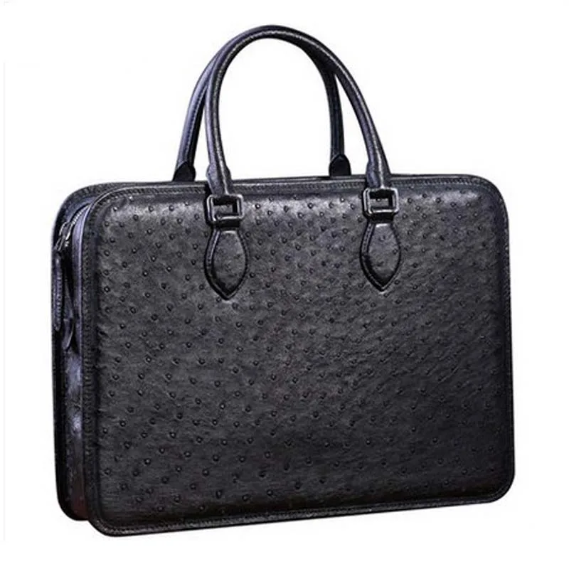 

heimanba new arrival Ostrich leather handbag male bag large capacity business travel men briefcase real Ostrich leather male bag