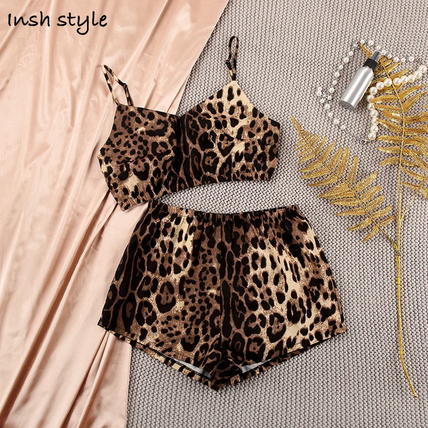

Womens Pajamas The Spring And Summer Sling Leopard Print Female New Pajamas Sexy Shorts V-neck Vest Shorts Household To Take