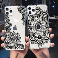 simple art with a black floral pattern silicone back cover case for iphone 11 12 pro max x xs max xr 8 7 6 plus coque capa funda