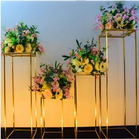 4 8pcs shiny gold iron plinths pillar cake holder metal frame backdrops wedding centerpiece flower stand home crafts rack decor