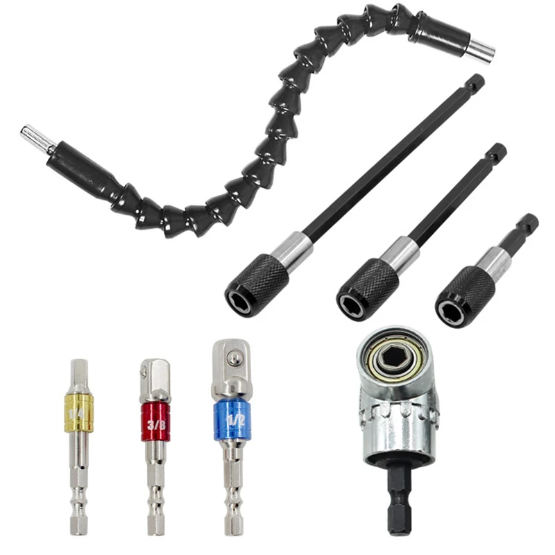 

8pcs Abort Batch Quick Release Self-Locking Post Soft Shaft Hexagon Handle Conversion Square Head Post Power Tool