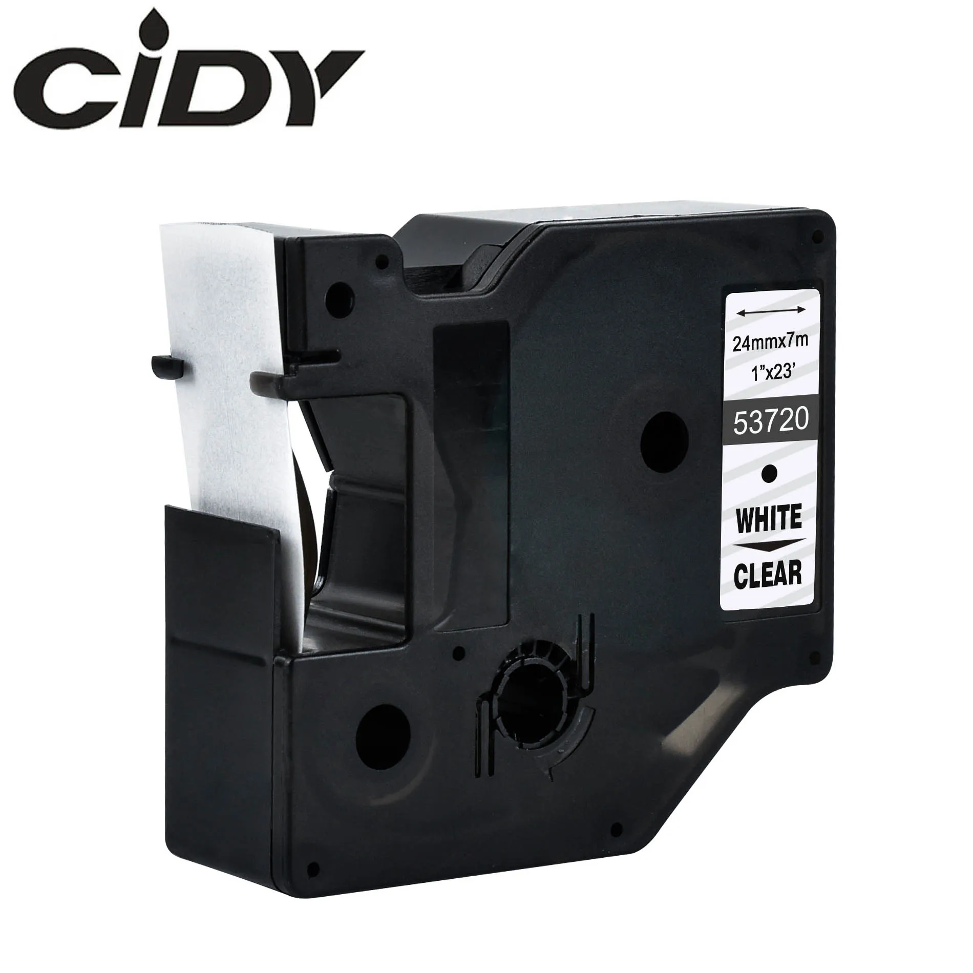 Этикетка CIDY 1 шт. 53713 53718 53710 Совместимость 24 мм черный на белом фоне Dymo D1 ленты с лейблом для маркировочный принтер Dymo LM160 LM280 210 Dymo PNP - Цвет: white on clear