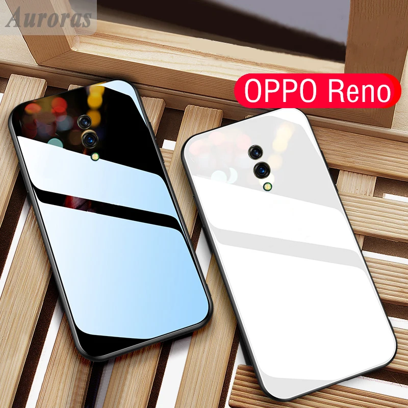 Auroras для OPPO Reno чехол из закаленного стекла 10X Zoom с мягкой ТПУ рамкой