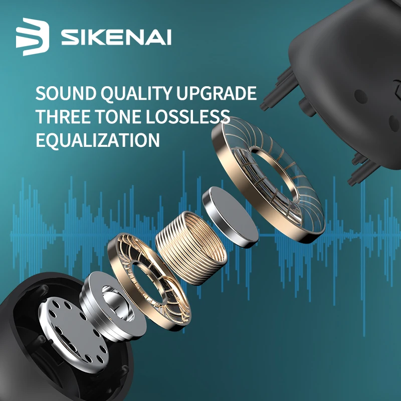 TWS-наушники Sikenai Bluetooth 5 0 IPX4 водонепроницаемые микрофон миниатюрные спортивные