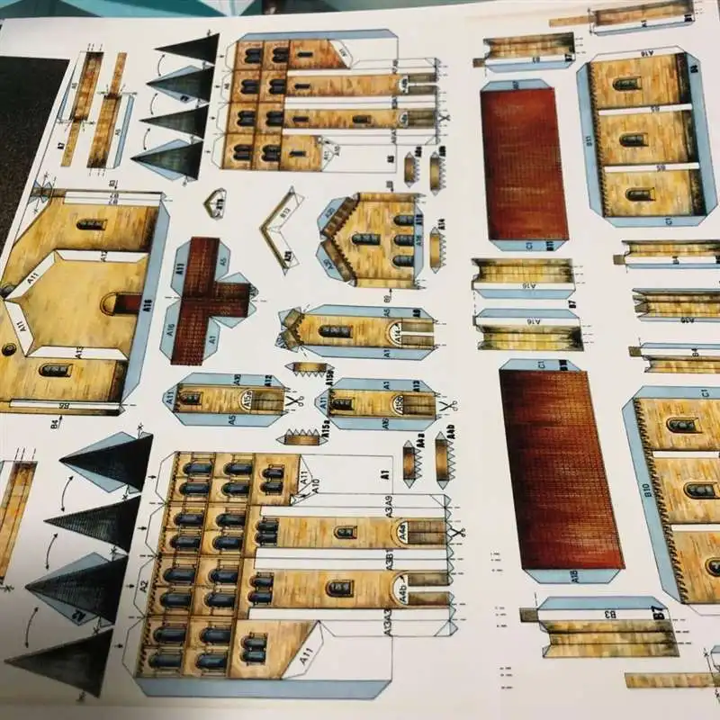 Ретро ручная роспись Shangmo Palelle Mognat здание 3d бумажная модель сделай сам|Картонные