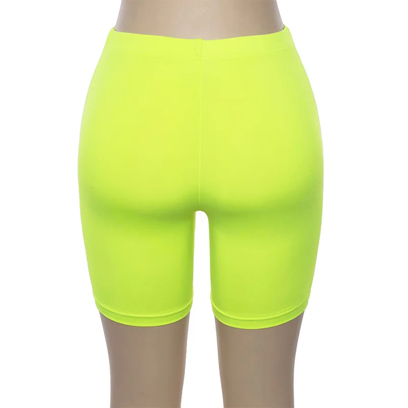 

BKLD Summer 2019 Newest Fashion Streetwear Biker Shorts High Waisted Sexy Short Pants Women Solid Neon Green Grey Biker Shorts
