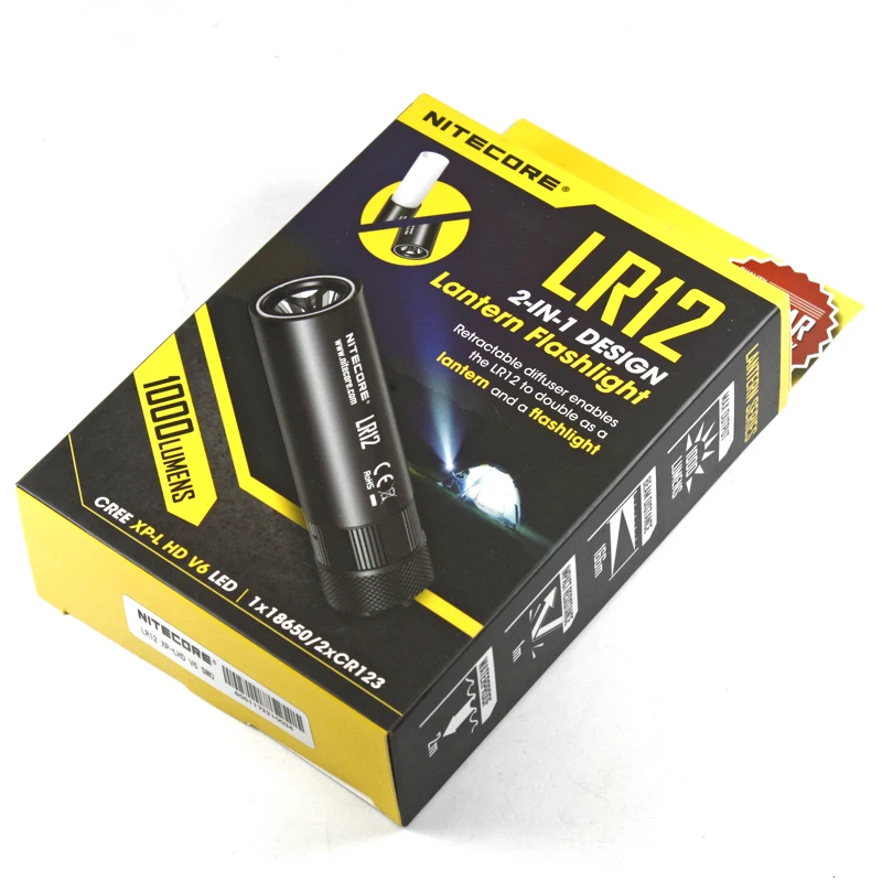 Новое поступление Nitecore LR12 2 в 1 дизайн CREE XP L HD V6 светодиодный 1000 люмен выдвижной