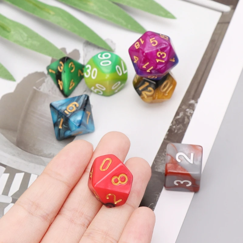 

New 7pcs/Set Dices Beads TRPG Games D4-D20 Multi-sided Colorful