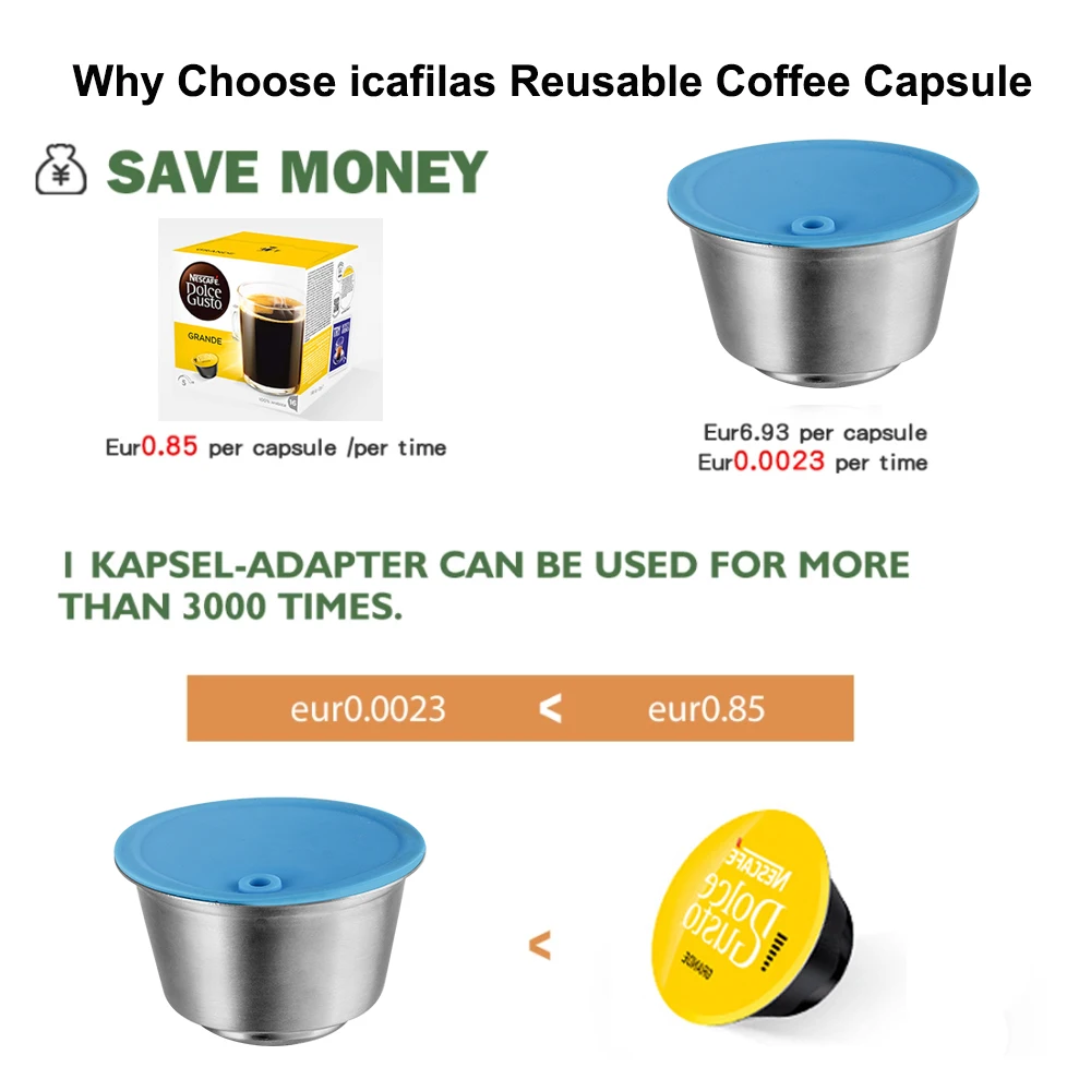 Icafilas кофейные капсулы для Nescafe Dolce Gusto многоразовые фильтры аппарата маленького