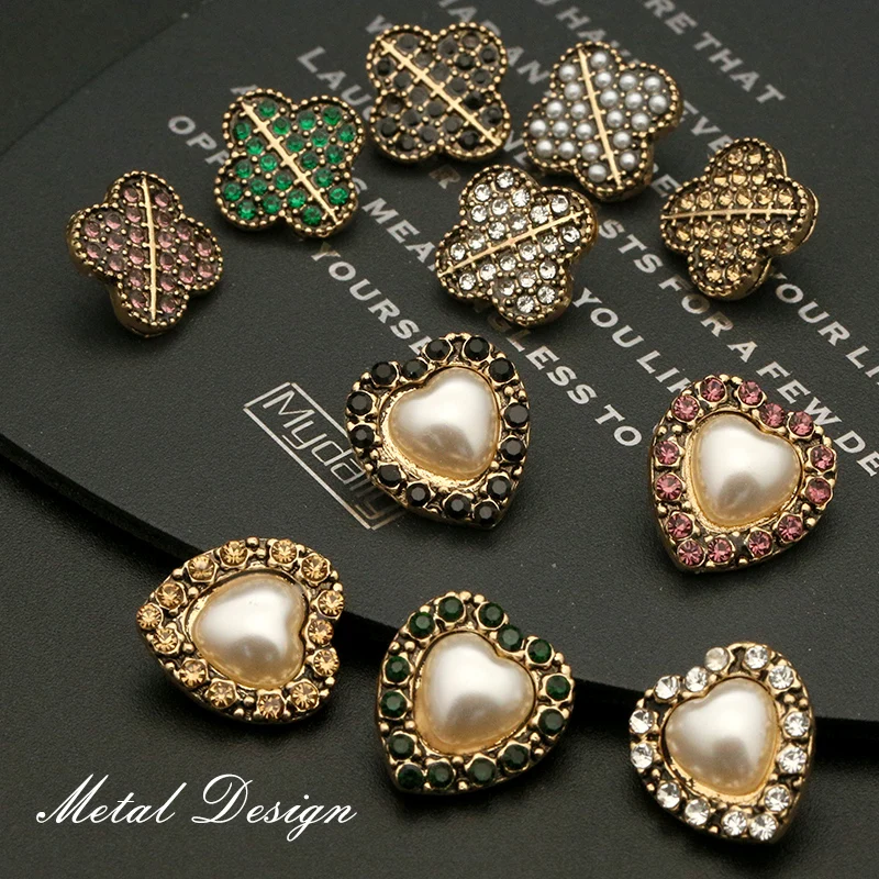 10 шт. винтажные золотые жемчужные стразы швейные пуговицы для свитера рубашки