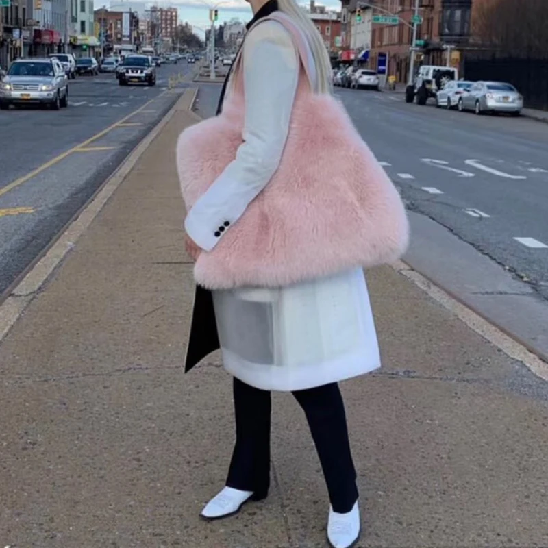 Женские меховые сумки из кроличьей шерсти Bolsa для женщин зимняя Сумочка Большая