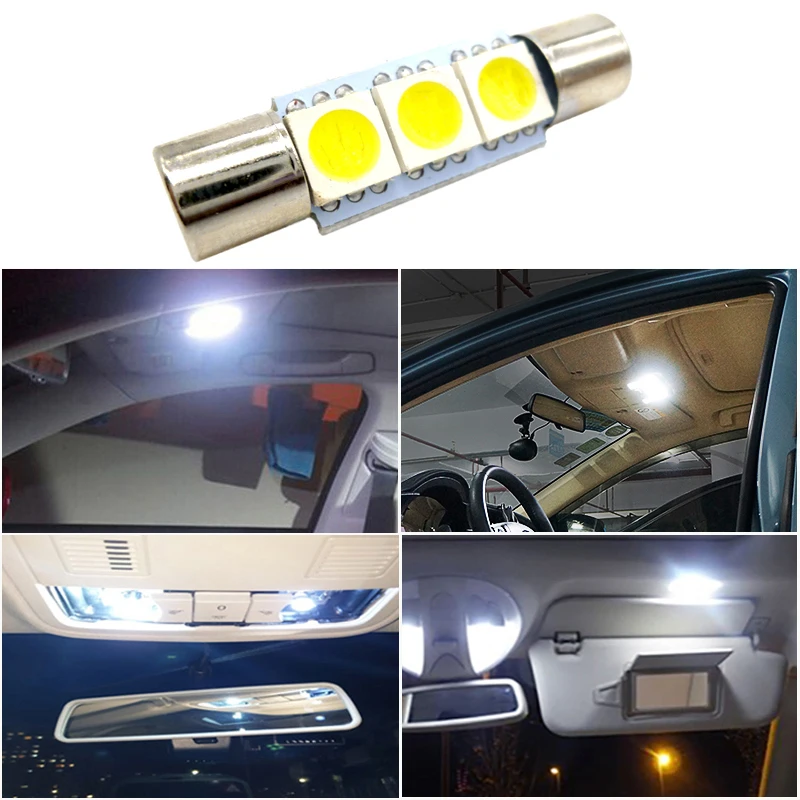 

festoon Car led 28mm 29mm C5W C10W 6641 6614F Door Dome Reading Lamp Sun Visor Vanity Mirror Light white 12V