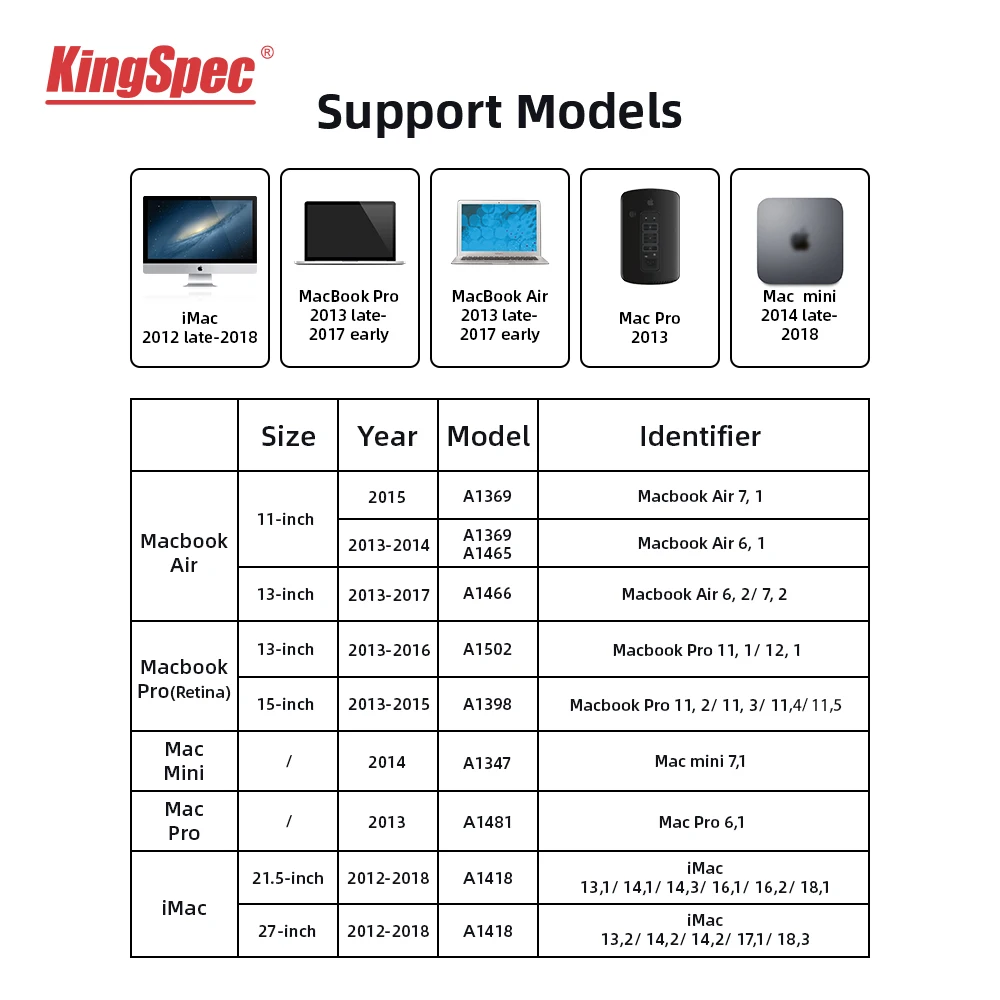 Твердотельный диск Kingspec 256G 512G ТБ M.2 NVME PCIe SSD для 2013 2014 2015 Macbook Pro A1502 A1398 Air A1465