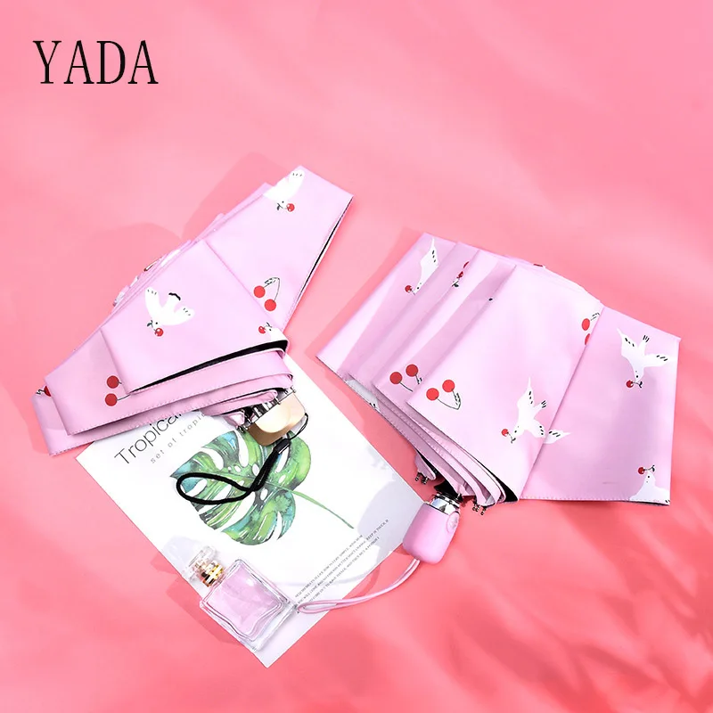 

YADA Swallow bird automatic Umbrella For Women Folding Princess mini Umbrellas Waterproof Anti-UV bird pattern Umbrella YS200066