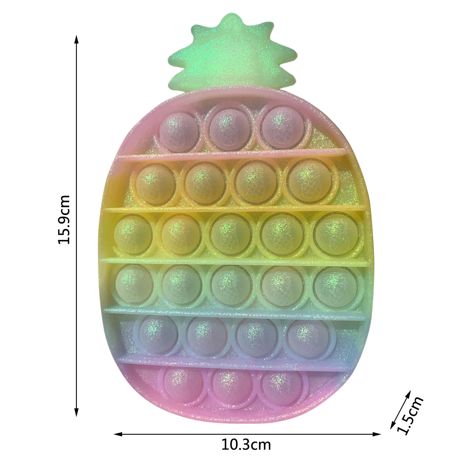 

Glitter Colorful Pineapple Push Bubble Toy Stress Relieving Game Kids Adult Antistress Fidget Toys Pop Up Silicone Toy