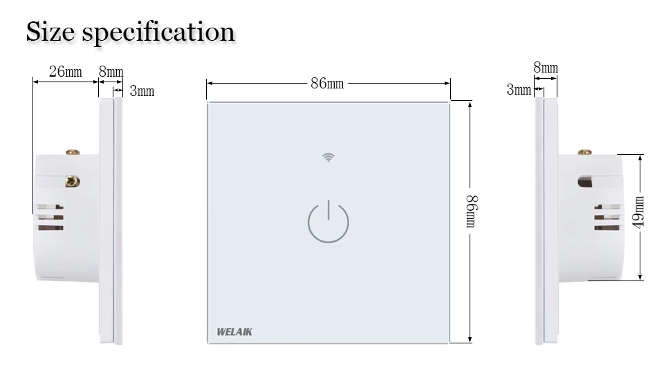 WELAIK UK wifi-сенсорный выключатель-Хрустальное стекло-панель настенный-Интеллектуальный переключатель-светильник Smart-Switch 1ганг-1way B1911CW& wifi