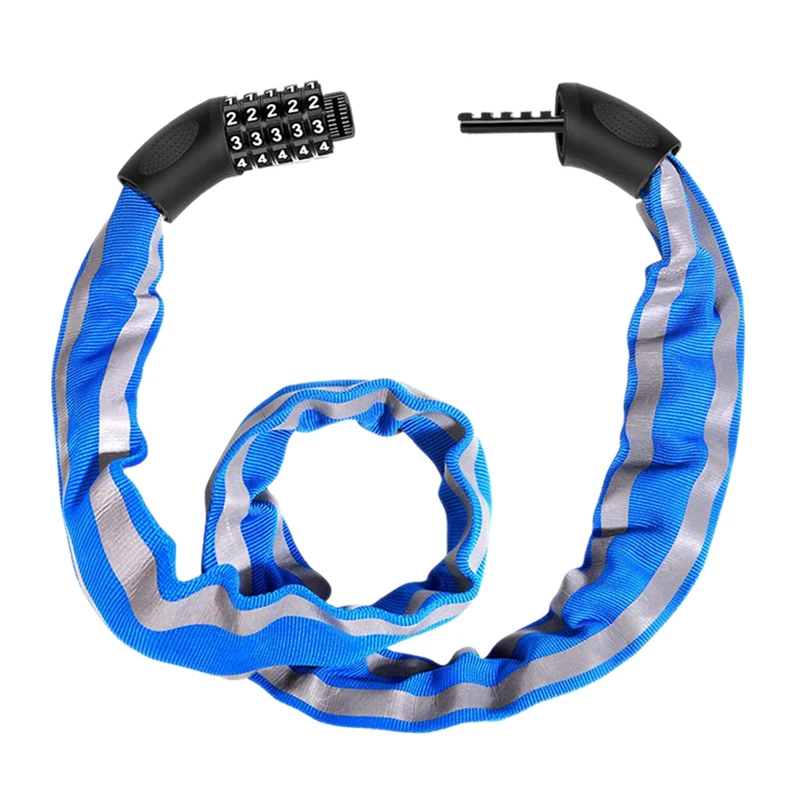 Bike Lock Combination 5 Digit Cycle Chain Security Bicycle Heavy Duty Reflective Strips |