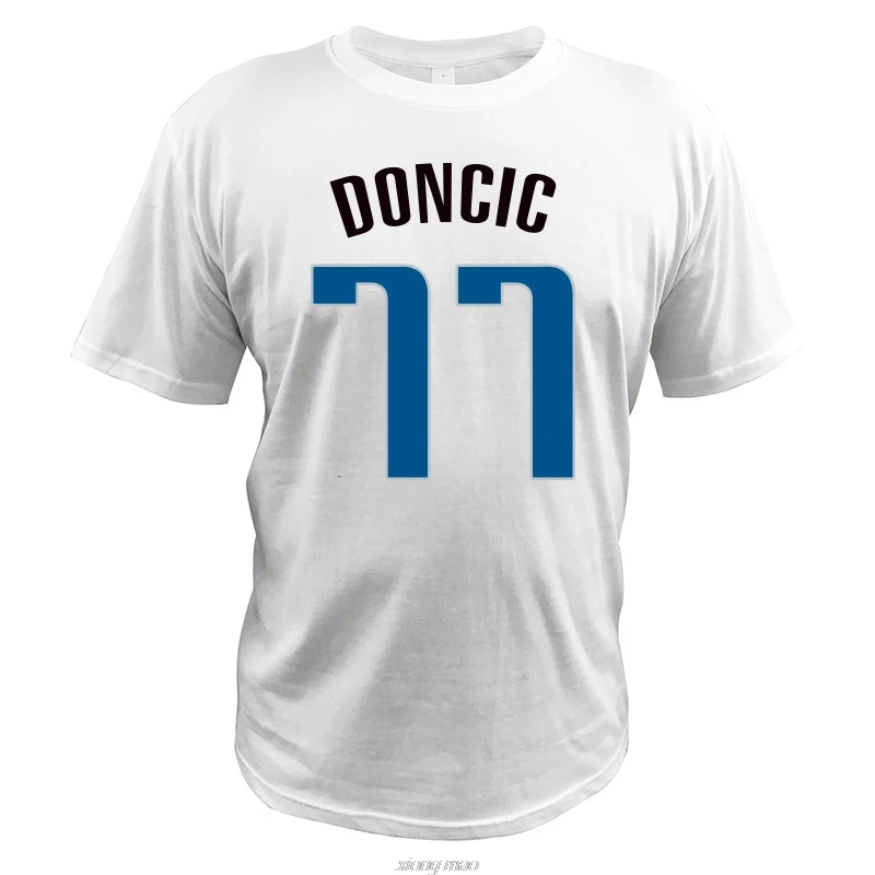 Европейский размер, футболка Luka Doncic, баскетболист, футболки с номером участника, мужские свободные повседневные топы с коротким рукавом - Цвет: White