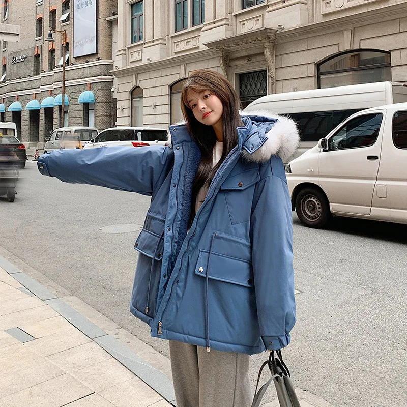 Winter Women's Fleece Jacket 2021 New Casual Thick Warm Long Clothes With Hood Zipper Parka Jacket Female Pocket Snow Coat