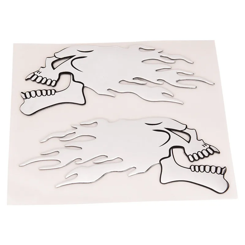 2 шт. 3D хромированные наклейки с изображением черепа для авто мотоцикла