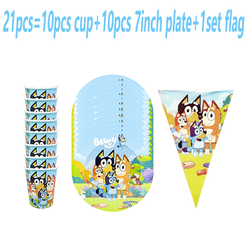 

Cartoon Dogs Bingo Bluey Theme Disposable Party Tableware Sets Kids Birthday Party Decor Baby Shower Party Supplies Kids Gifts