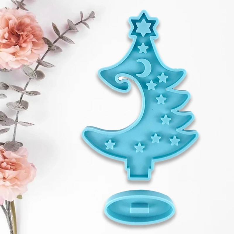 

R58E Winter Tree Ring Holder Epoxy Resin Mold Assemble Christmas Tree Silicone Mould DIY Crafts Trinket Box Decorations Mold