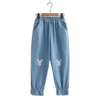 harajuku denim pants cartoon rabbit embroidery student jeans elasticated harem pant trousers women 2012257