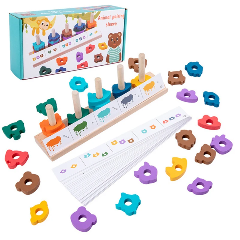 

Children geometric form combining wooden toys montessori early educational logic training piling up toys toys for the kid