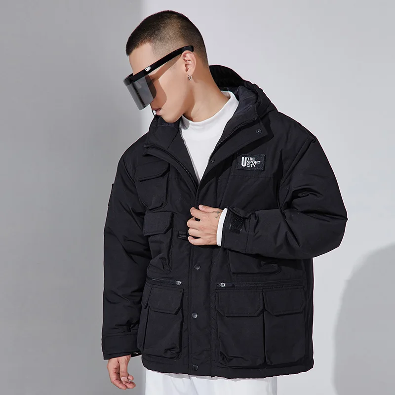 

Men's Cotton Padded Jackets Men Women Unisex Winter Fashion Soft Shell Hooded Warm Cargo Jacket Casual Solid Color Jackets Men