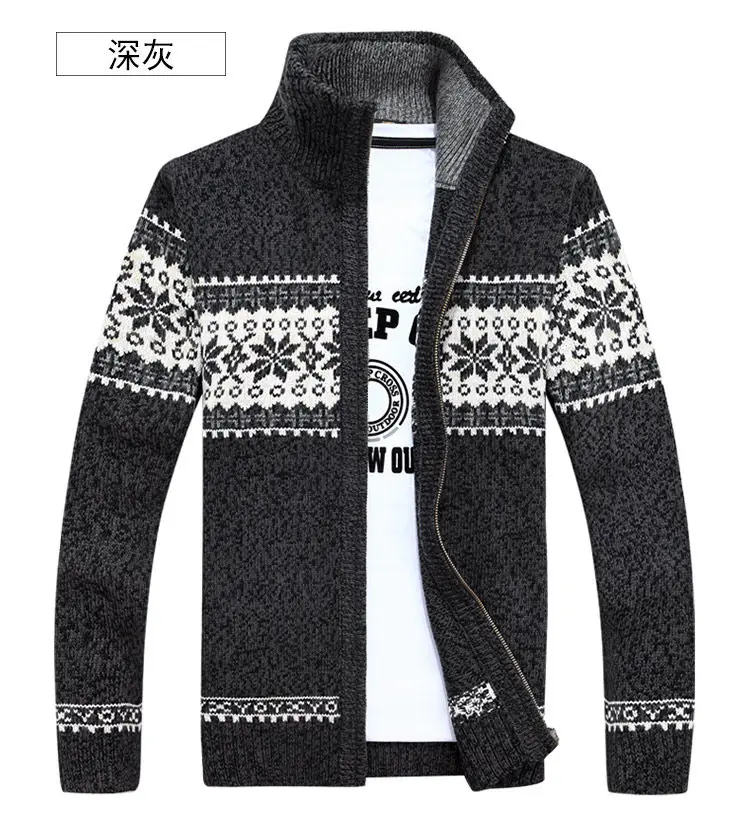 

New Autumn Winter Men's Sweater Wool Men Mandarin Collar Solid Color Casual Sweater Men's Thick Fit Brand Knitted Cardigans