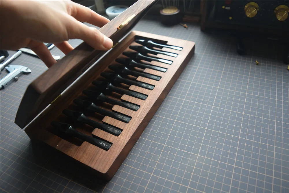 RCIDOS черный орех Коробка для хранения/лоток кожаной штамповки/строчки