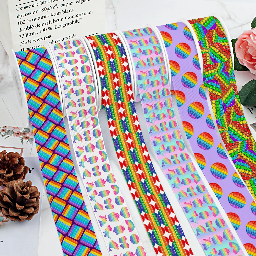 Pop it рисунок Радужный Пузырь Игрушки корсажная лента/атласные для обмотки венков